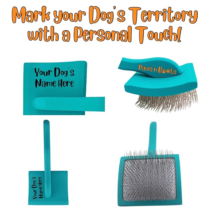 Pro-Slicker Brush Grooming Tool for Pets: Medium Teal, Soft Cushion Bed of Dull Pins, Gentle but Effective. Easily and Painlessly Remove Thick Undercoat. Reduce Brushing Sessions, Groom like a Pro