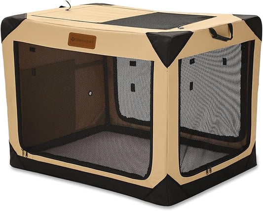Soft Dog Crate for Medium Dogs, 4-Door Foldable Collapsible Dog Crate with Soft Sides, Indoor & Outdoor Travel Dog Kennel