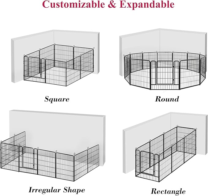 Dog Playpen Fence for Yard, 32inch 40 Panels Anti-Rust Pet Playpen Exercise Pen with Lock, Portable Pet Fence for Yard RV Camping