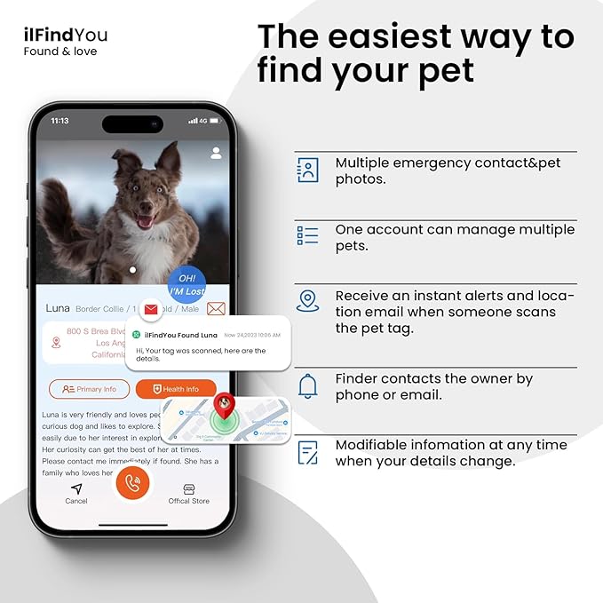3 Pack Dog Tags Personalized, QR Code Pet ID Tags for Dog Collar, Online Profile, Scan Location Alerts, Black,Pink,Red
