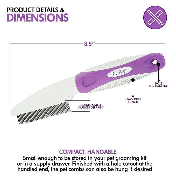 Pet Comb for your Dogs,Cats,Poodles Hair- Rotatable Pins, Easy to Use, Slip Proof- Best Comb for Dog Grooming