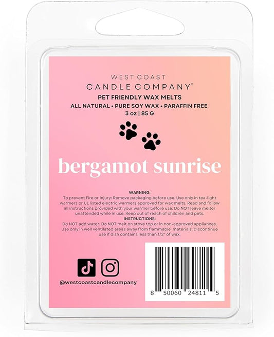 Pet Friendly Wax Melts | Pet Safe Wax Melts | All Natural Dog Safe Wax Melts | Non-Toxic Wax Melts | Pet Odor Eliminator | Pure Soy Wax Melts | Veterinarian Approved (Bergamot Sunrise)