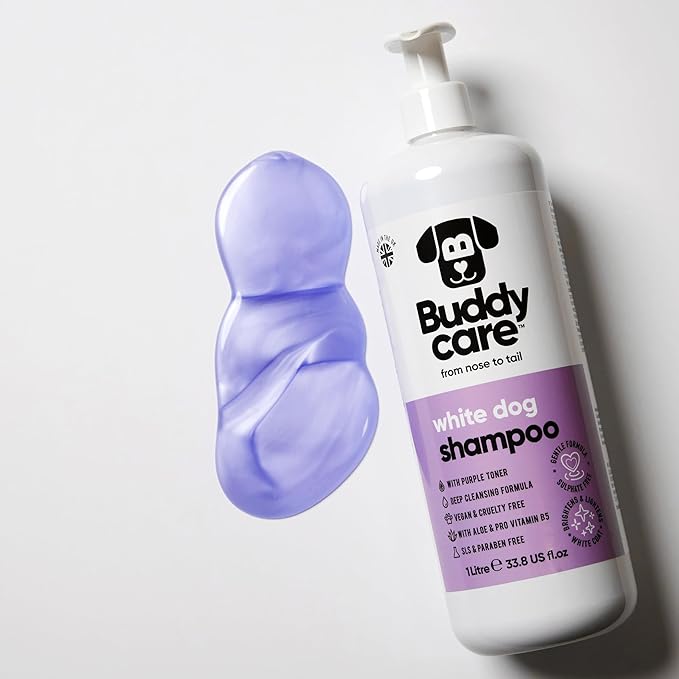 White Dog Shampoo by Buddycare | Brightening and Whitening Shampoo for Dogs | Deep Cleansing, Fresh Scented | with Aloe Vera and Pro Vitamin B5 (33.8oz)