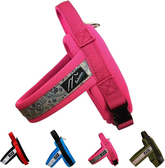 【Hakusan】 New Just Fit Dog Harness Dragon - Reflective, Paisley, Stress-Free, Japanese Made,one-Touch Buckles,Easily Put on,(Pink×Pink, 00)