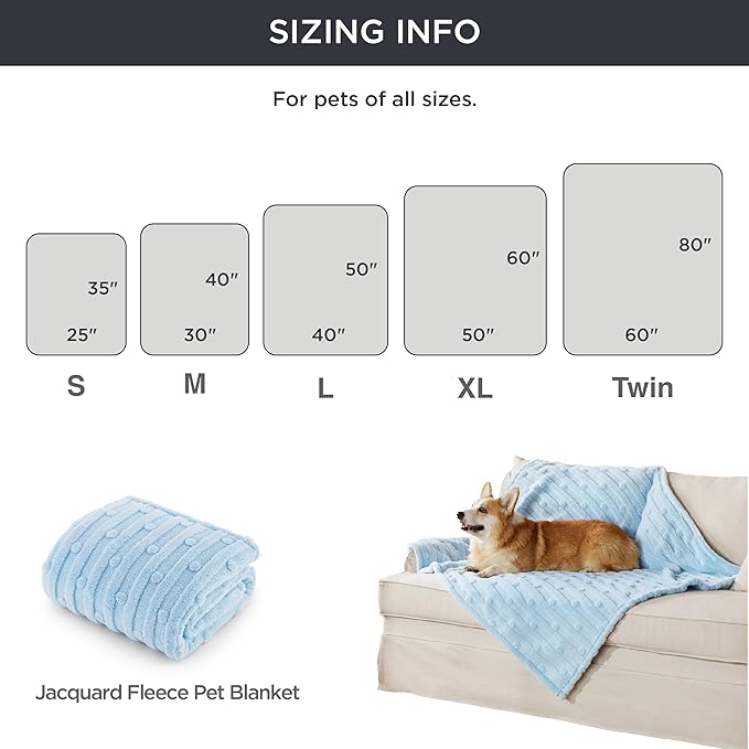 Bedsure Dog Blanket for Medium Dogs Washable - Soft Fluffy Puppy Blanket with Premium 300GSM Coral Fleece, Cozy Calming Cat Blankets for Indoor Cats, Fuzzy Pet Blanket for Kitten Doggy, Blue, 30x40IN