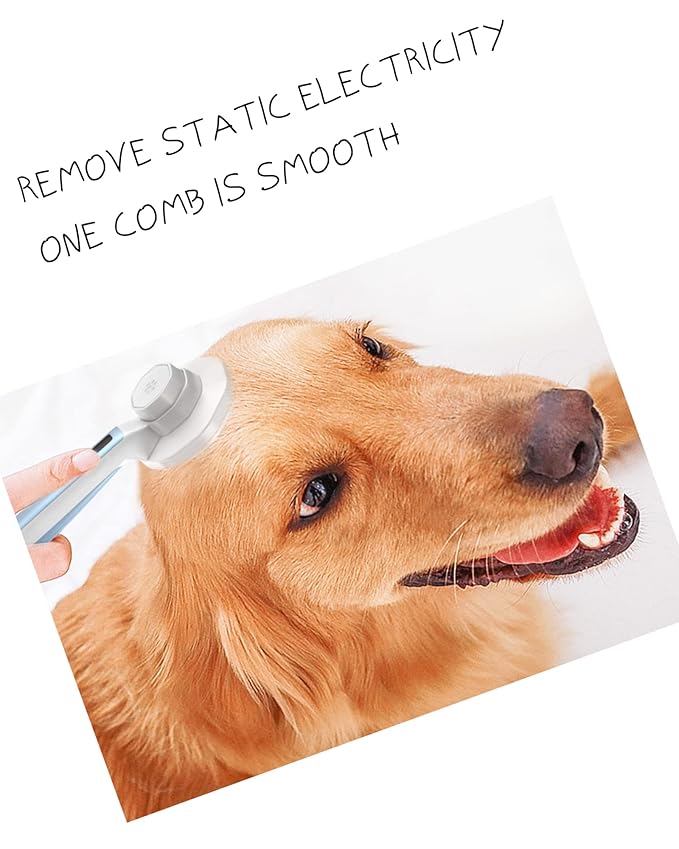 Self-Cleaning Pet Brush for Dog and Cat Long Hair - Static Electricity Eliminator Beauty Product (Blue)