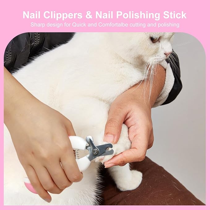 Pet Grooming Kit: Slicker Brush, Dematting Rake, Nail Clipper, Shedding Gloves, and Bag for Dogs and Cats