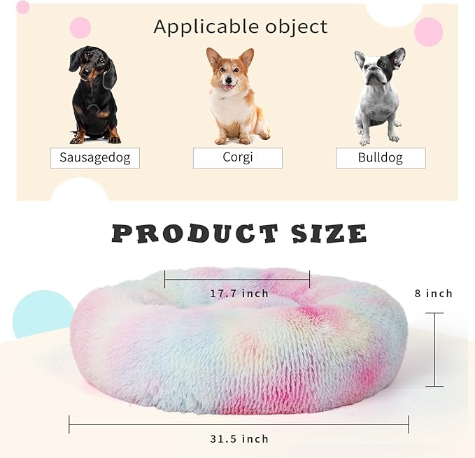 Calming Bed for Dogs 30 Inches Dog Beds for Medium Dogs Washable Anti-Anxiety Dog Beds for Medium Dogs