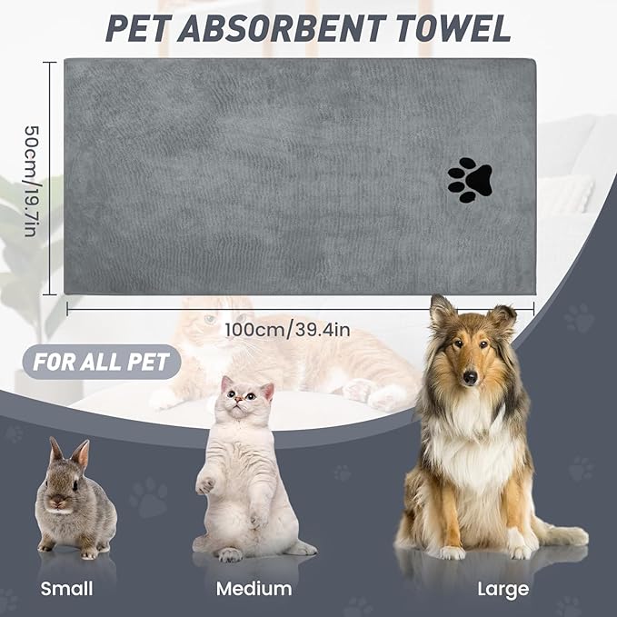 Pet Shower & Bath Supplies,Dog Shampoo Brush Set with Towel, Washing Gloves,Comb for Dogs and Cats (Grey)