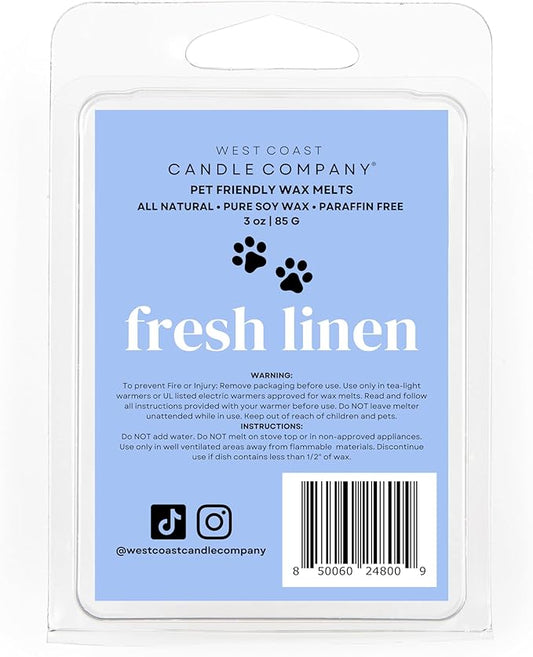 Pet Friendly Wax Melts | Pet Safe Wax Melts | All Natural Dog Safe Wax Melts | Non-Toxic Wax Melts | Pet Odor Eliminator | Pure Soy Wax Melts | Veterinarian Approved (Fresh Linen)