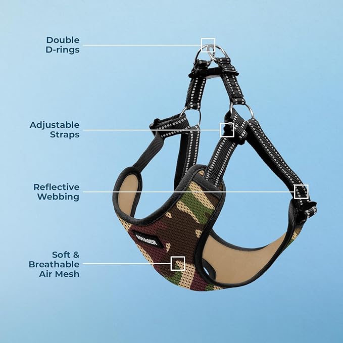 Best Pet Supplies Voyager Adjustable Dog Vest Harness Breathable No Pull Harness for Small, Medium, Large Dogs, Harness for Walking, Jogging, Easy Step-in, Reflective Stripes - (Army Base), L