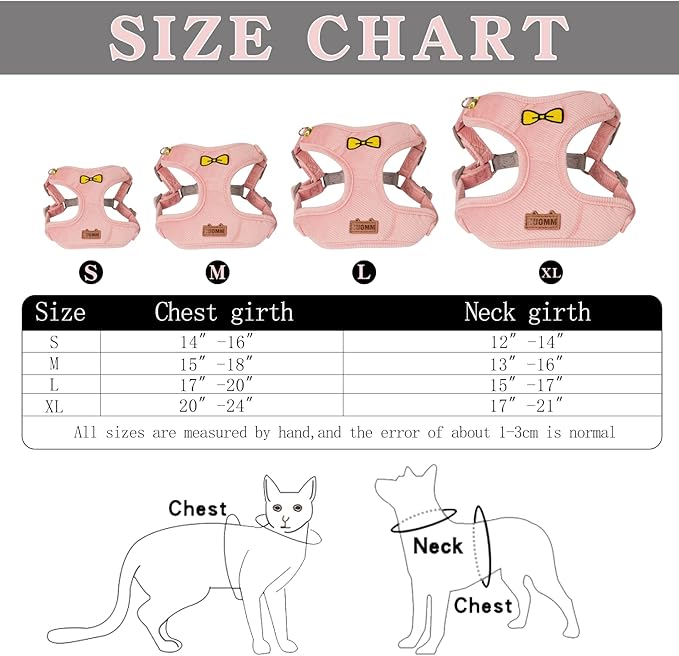 No Pull Dog Harness with Leash Pet Soft Vest Harness and Leash Set Dog Cat No Choke Escape Proof Harness Reflective Step in Harness for Small Medium Dogs Cats (Pink, Large)