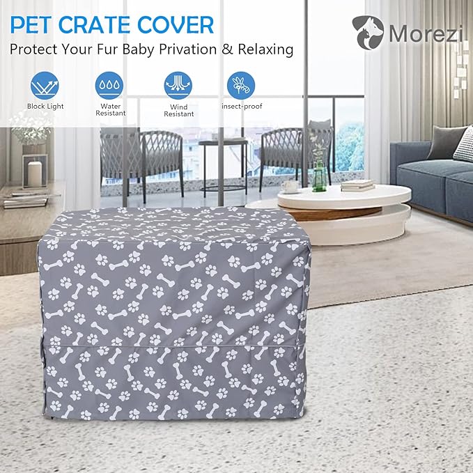Dog Crate Cover for Wire Crates, Heavy Nylon Waterproof, Fits Most 48" inch Dog Crates, Easy to Put On, Take Off, and Adjust - Cover only - GrayPaw - XXL