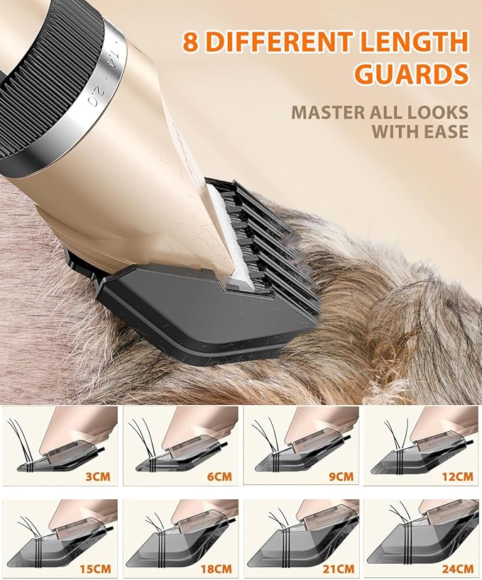 YABIFE Dog Clippers, Cordless Dog Grooming Kit, USB Rechargeable Electric Pets Hair Trimmers Shaver for Dogs, Cats and Small Animals, Whisper Quiet, Wet and Dry Use