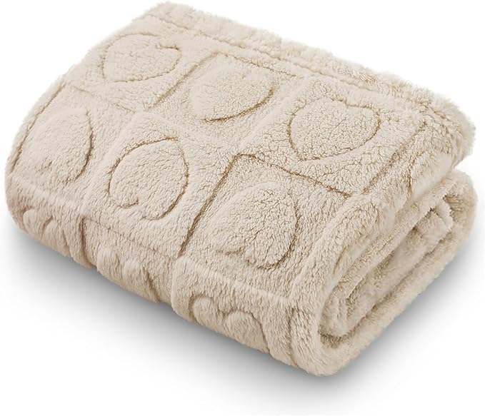 Luciphia Small Dog Blanket Washable Pet Bed Cover Soft Fluffy Puppy Blanket with Premium Fleece Cozy Calming Cat Blankets for Indoor Cats Beige 30x20 inch
