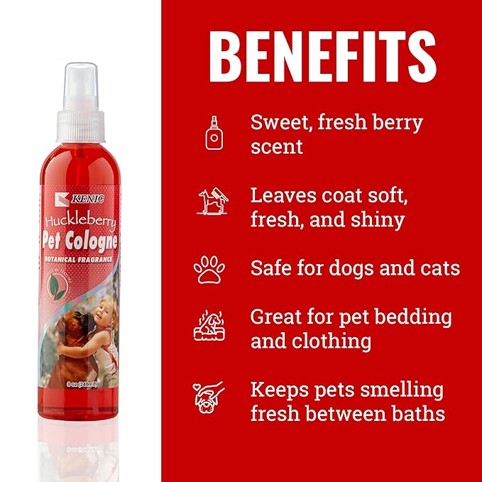 Kenic Huckleberry Pet Cologne, Pink, 8 Ounce, (K6705)