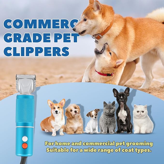 Pet Grooming Clippers 300W & Replacement Blades Set Included (1 Standard + 1 Adjustable) Bundle
