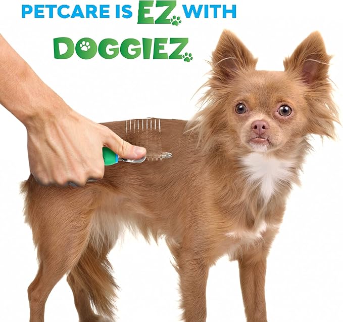 Pet Dematting Comb for Dogs & Cats - Long Hair to Medium with Safety Edge Matted Fur Rake Blades - Undercoat Mat, Tangle & Knot Remover Grooming Tool - Detangler Rake Brush