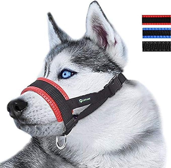 Dog Muzzle for Small, Medium, Large Dogs Prevent from Biting, Barking and Chewing, Adjustable Loop(M/Red)