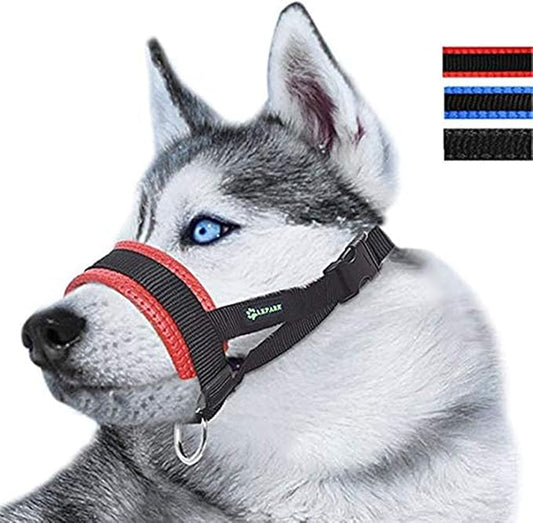 Dog Muzzle for Small, Medium, Large Dogs Prevent from Biting, Barking and Chewing, Adjustable Loop(M/Red)
