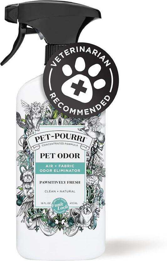 Pet-Pourri Pet Odor Air + Fabric Odor Eliminator Spray, Pawsitively Fresh, 16 Fl Oz