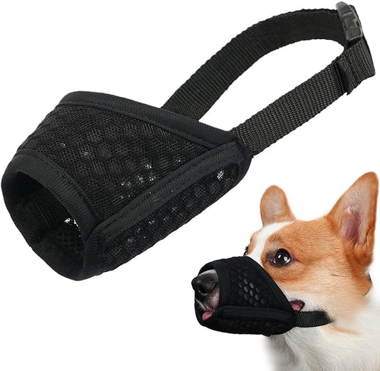 Mayerzon Dog Muzzle, Soft Mesh Muzzle for Small Medium Large Dogs Chihuahua Poodles Beagle Dachshund Corgis Labrador, Puppy Muzzle for Biting Chewing Grooming, Allows Panting Drinking