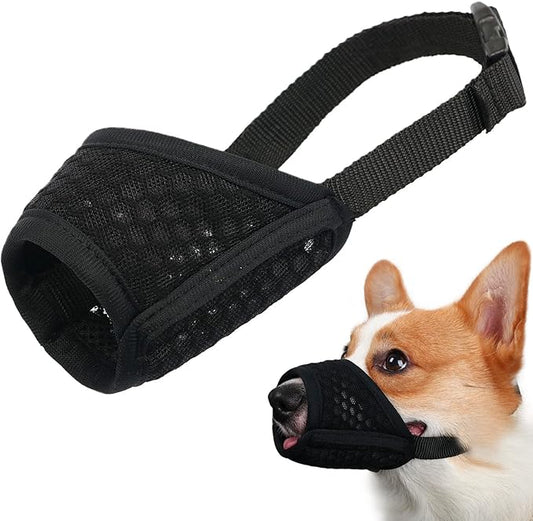 Mayerzon Dog Muzzle, Soft Mesh Muzzle for Small Medium Large Dogs Chihuahua Poodles Beagle Dachshund Corgis Labrador, Puppy Muzzle for Biting Chewing Grooming, Allows Panting Drinking