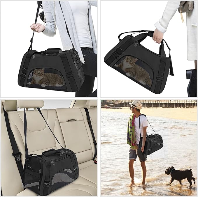 Cat Carrier Airline Approved Pet Carrier,Soft-Sided Pet Travel Carrier for Cats Dogs Puppy Comfort Portable Foldable Pet Bag,Airline Approved