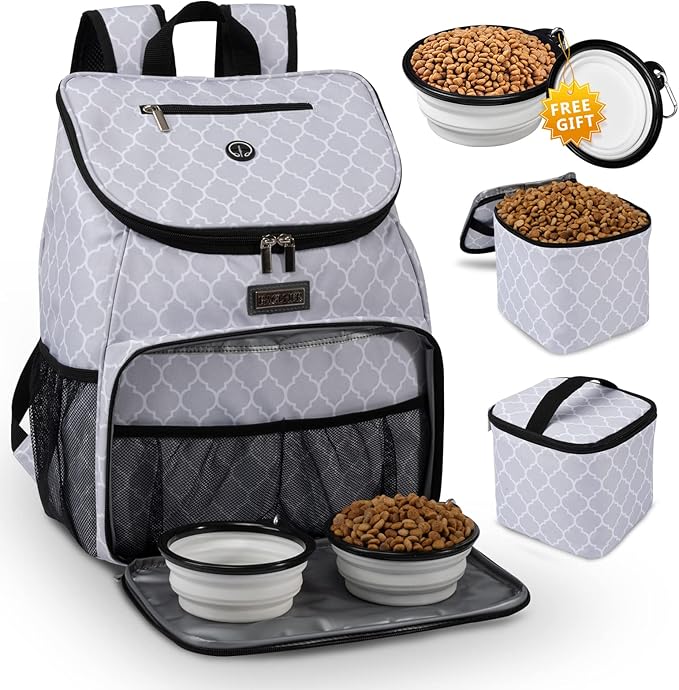 BAGLHER丨Dog Travel Bag, Airline Approved Pet Supplies Backpack, Dog Travel Backpack with 2 Silicone Collapsible Bowls and 2 Food Baskets