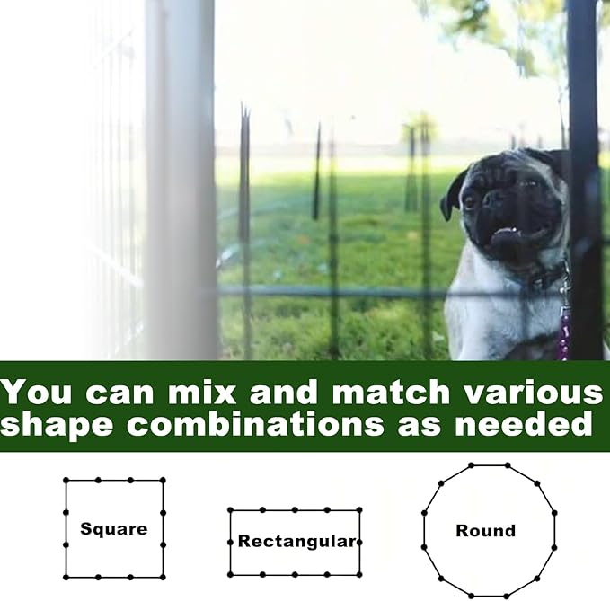 Dog Playpen,24 in(H) Pet Fence Outdoor for Rv Camping,Garden Fence Animal Barrie for Yard,Total 8 Panels with Gate 14.7Ft(L) Black Metal Temporary Fencing