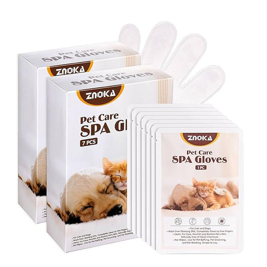 Pet Grooming Glove - Gentle Deshedding Brush Glove, Pet Bathing Wipes - Enhanced Five Finger Design - Daily Care and Traveling - Perfect for Dog & Cat with Long & Short Fur(14pcs/2-Pack)