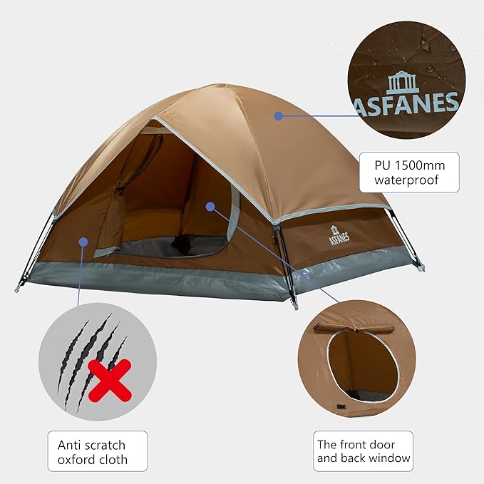 Outdoor Waterproof Pet Camping Tent, Cave Bed for Indoor Cats and Small Dogs, Portable Cat House Dog House, 21.6x21.6x14.9'', Brown, S.