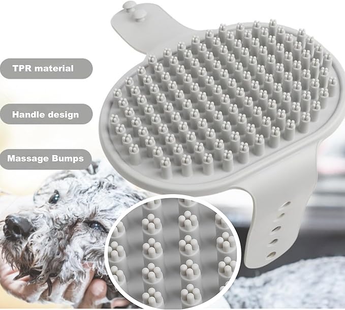 Microfiber Dog Towels for Drying Dogs, Dog Bath Brush & Towel Set, Super Absorbent,Machine Washable, Rubber Dog Wash Brush,Dog Shower Bathing Brush for with Adjustable Ring Handle(Grey)