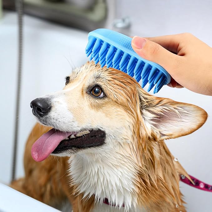 Silicone Dog Bath Brush Soft Tpe Dog Shampoo Scrubber for Bathing Grooming Gentle for Dogs Cats Non-slip Grip Removes Loose Hair Versatile for Massaging Washing