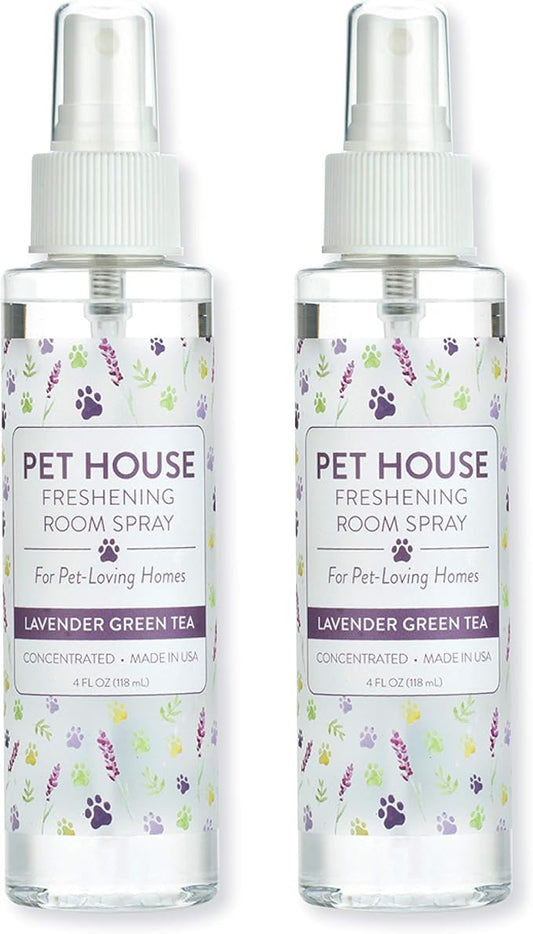 One Fur All Pet House Freshening Room Spray - Lavender Green Tea Pack of 2 - Concentrated Air Freshener - Non-Toxic & Pet-Friendly Air Freshener - Pet Odor Eliminator Room Spray