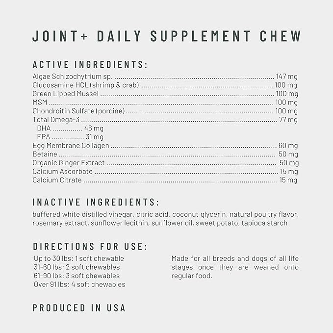 Get Joy Joint+ Hip & Joint Care Dog Supplement Chews, 90 Soft Chews, Chicken Flavor, Supports Joint & Mobility Health, with Green Lipped Mussels, PhD Animal Nutritionist Formulated, Produced in USA