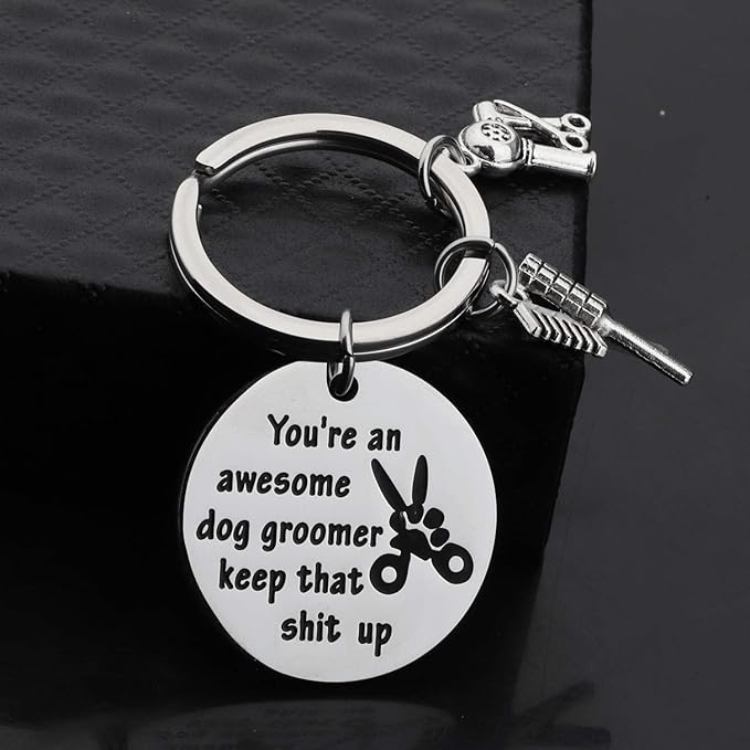 WSNANG Dog Groomer Gift You're an Awesome Dog Groomer Keychain Pet Groomer Gift Thank You Gift