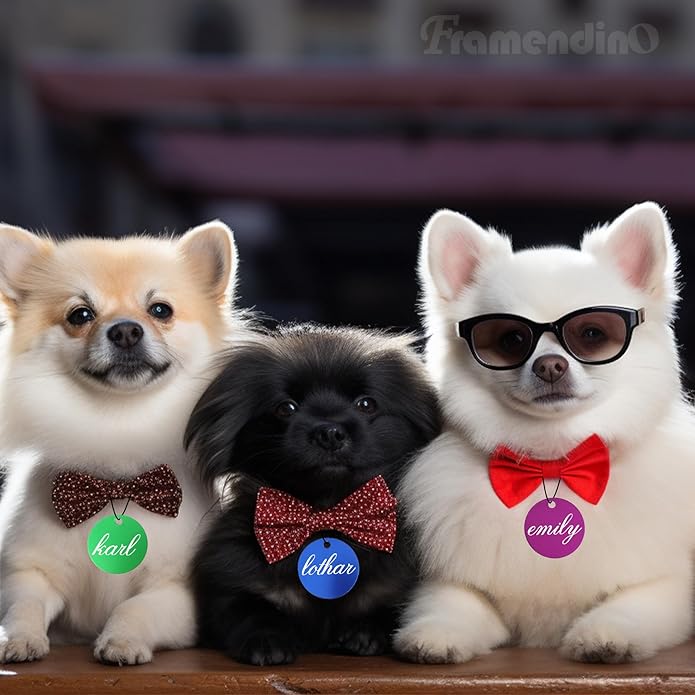 Framendino, Pet ID Tag Colorful Blank Round Double Sided Pets ID Tag Name Phone Number ID Tags Aluminum Charms