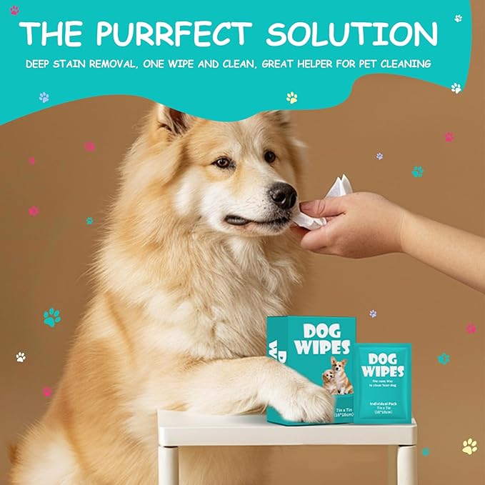Pet Wipes for Dogs, Cleaning and Odor-Controlling Grooming Wipes for Paws, 80 Count