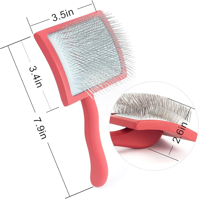 Long Pin Slicker Brush for Dogs (Goldendoodles, Labradoodles, Poodles) and Long Hair cat, Best Grooming Brush for Small Animals ,for Grooming Pet Hair, Beech Wood