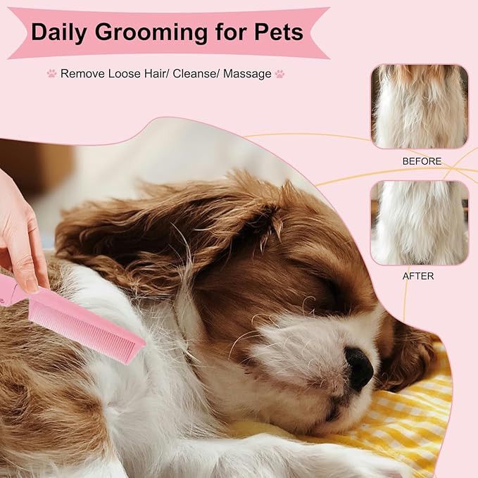 Folding Small Dog Grooming Brush - Perfect for Shih Tzus, Yorkies, and Maltipoos - Ideal Puppy Hair Brushes for Maltese and Small Breeds(Hot Pink)