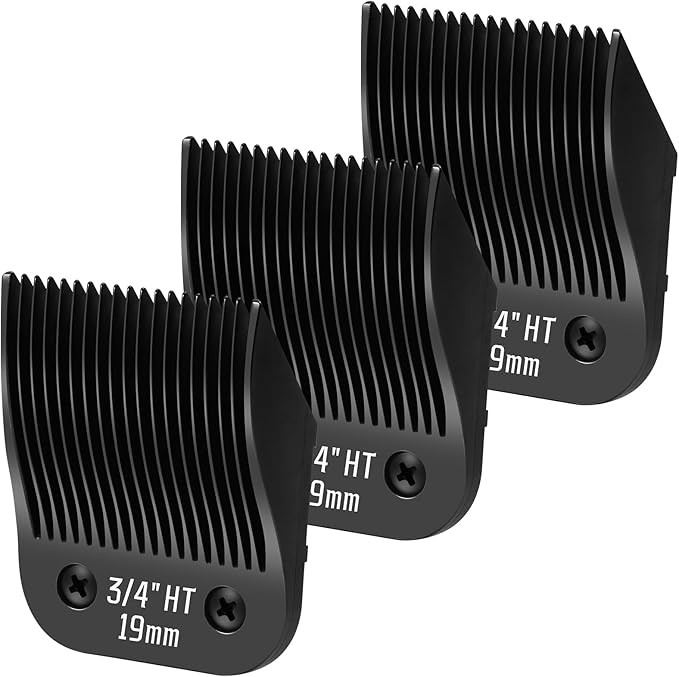 3 Pack 3/4HT Detachable Dog Grooming Steel Blades,Compatible with Andis,Oster A5,Wahl KM-10 Series,Cut Length 3/4" 19MM (Black)