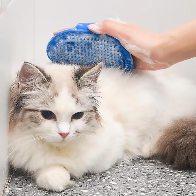 Dog Bath Brush. Dog Washing Brush.2 Sets Short Haired and Long Haired Dog and Cat Bath Brushes (blue)