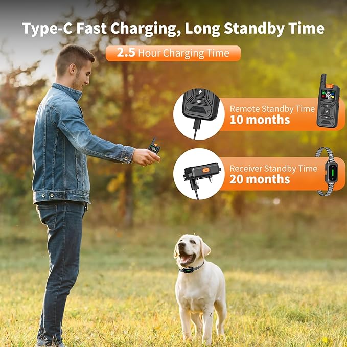 Shock Collar for Dogs, 3300FT Dog Training Collar, for Small, Medium and Large Dogs, 4 Training Modes, Dog Shock Collar with Remote Control, Rechargeable and Waterproof, E Collar for Dogs