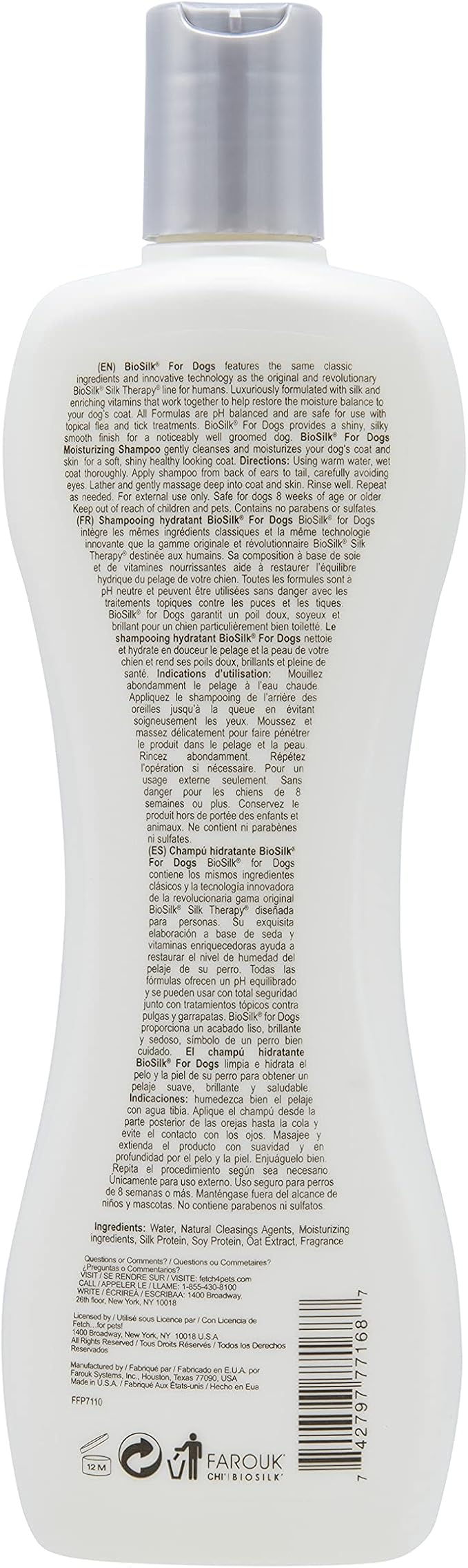 BioSilk for Dogs Silk Therapy Moisturizing Shampoo | Best Moisturizing Shampoo for All Dogs And Dogs With Dry, Itchy, and Sensitive Skin | 12 Oz Dog Shampoo - 2 Pack