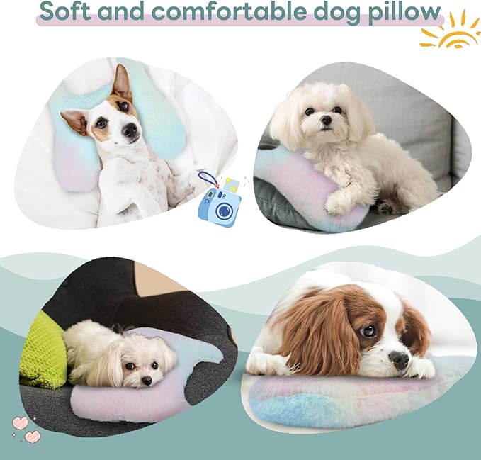 T'CHAQUE Dog Pillow Bed Cat Pillows for Indoor Cats Soft Dog Calming Pillow for Small Dogs Anxiety Relief Comfort Dog Neck Pillow Pet Sleeping Improve Pet Calming Toy for Upper Spine Support
