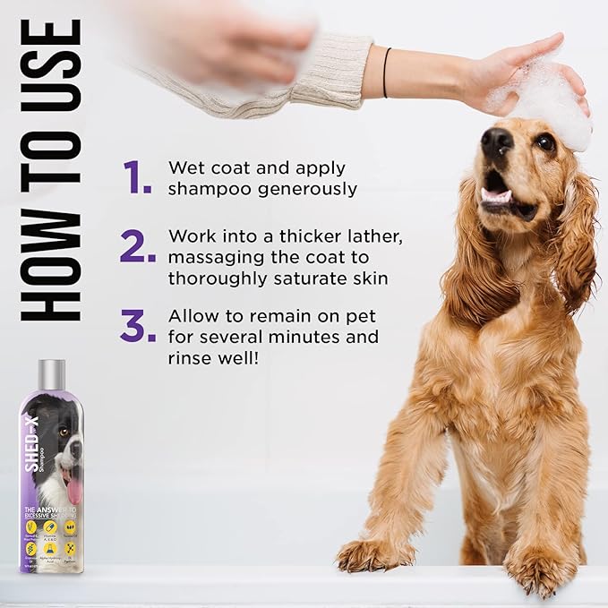 Shed-X Shed Control Shampoo for Dogs, 16 oz – Reduce Shedding – Shampoo Infuses Skin and Coat with Vitamins and Antioxidants to Clean, Release Excess Hair, and Exfoliate