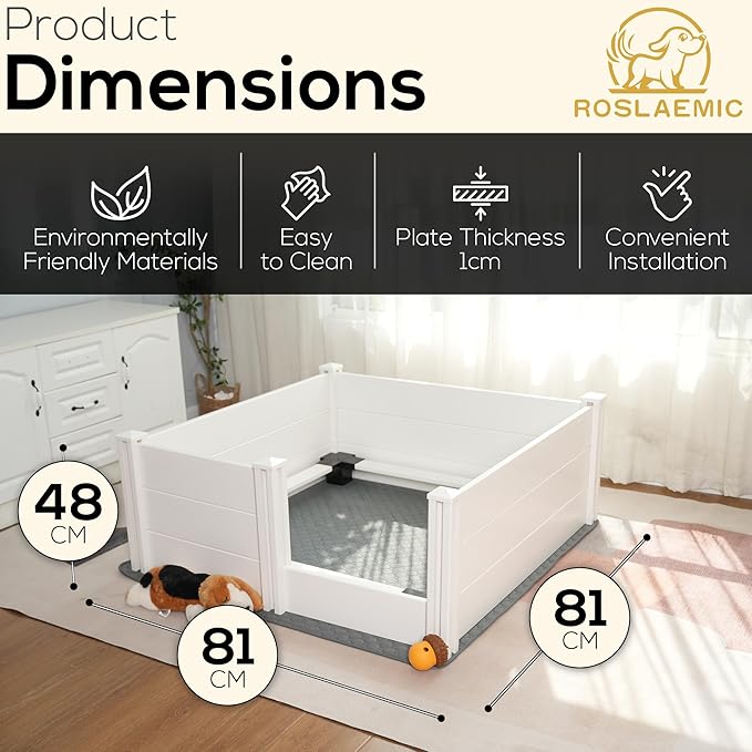 Whelping Box for Dogs and Puppies with Rails, Puppy Whelping Supplies, Suitable for Small Dogs, Guinea Pigs, Bunny, Ferrets, Hedgehogs for Indoors, White