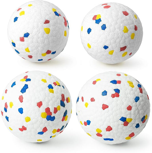 Upgrade Dog Balls for Aggressive Chewers, Indestructible Dog Tennis Balls, Durable Bouncy Dog Toy Balls, Dog Balls for Teething, Interactive Dog Toys for Fetch Game (4 White)