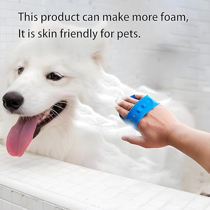 JASLAH 3 PCS Set, Pet Massage Brush Dog Bath Brush for Long/Short Hair Pet Shampoo Brush Soft Silicone Comb for Pets Grooming Bathing Tool Dog Hair Removal Tool, Blue+Yellow+Pink